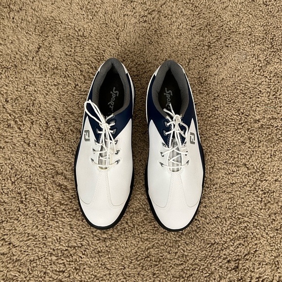 FootJoy Men's White and Navy Golf Shoes - Picture 3 of 14